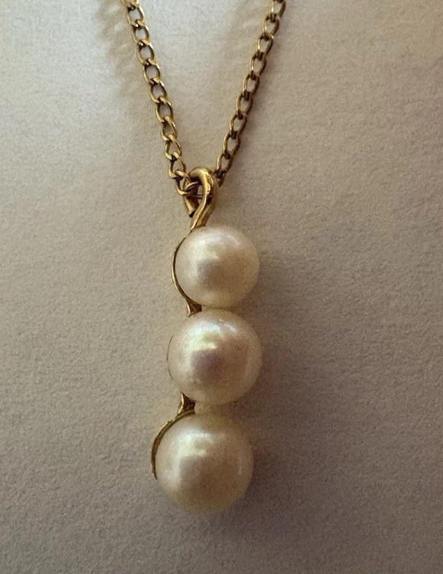 Antique Kids Girls Cultra 1950s Genuine Pearl Gold Filled Necklace 14.5”