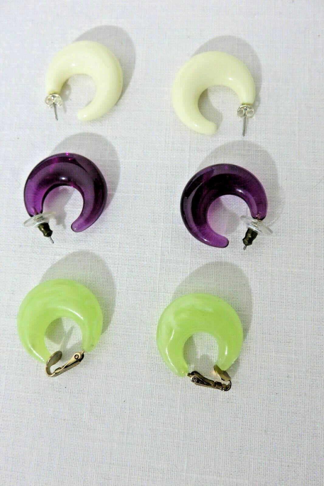 Vintage Group Of Purple, Cream, & Green Earrings Lot 1475 lisasfinds