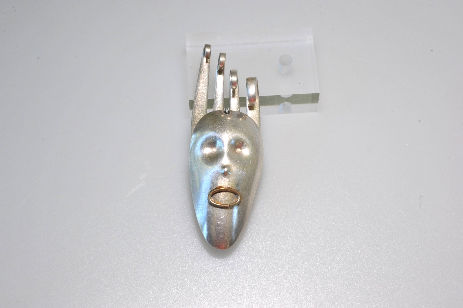 SPORK Brooch Punk Alien Face retro funky steampunk heavy modernist fork spoon ZF