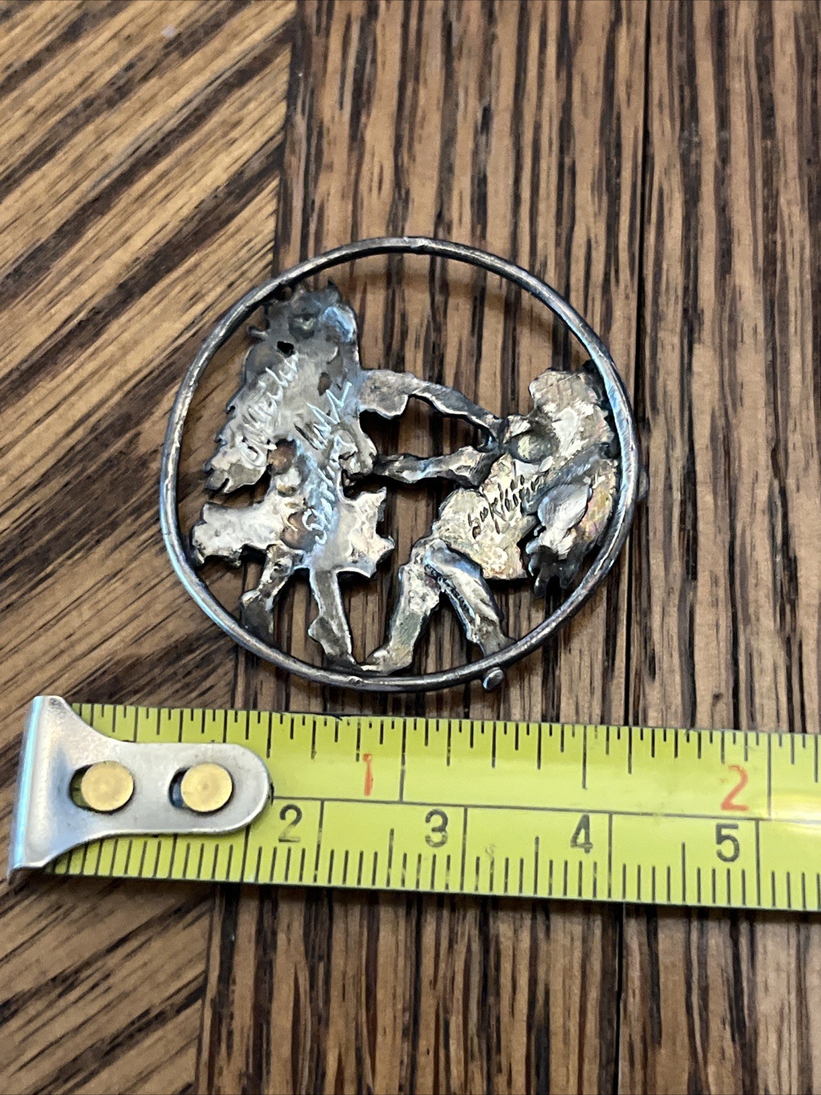 Vintage Cherub & Angel Dancing Artist Signed Sterling Neo Renaissance Pendant