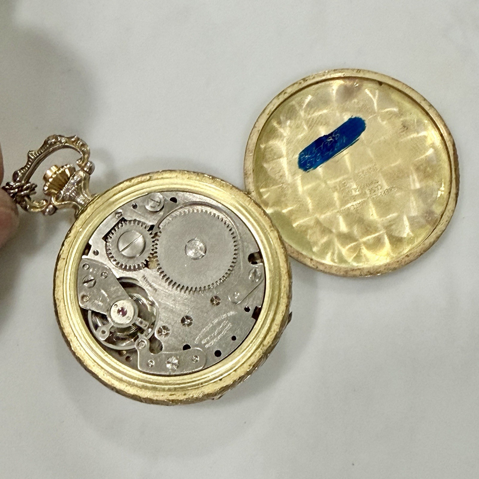 Vintage Sheffield Manual Wind Necklace Pocket Watch Two Tone RUNS!