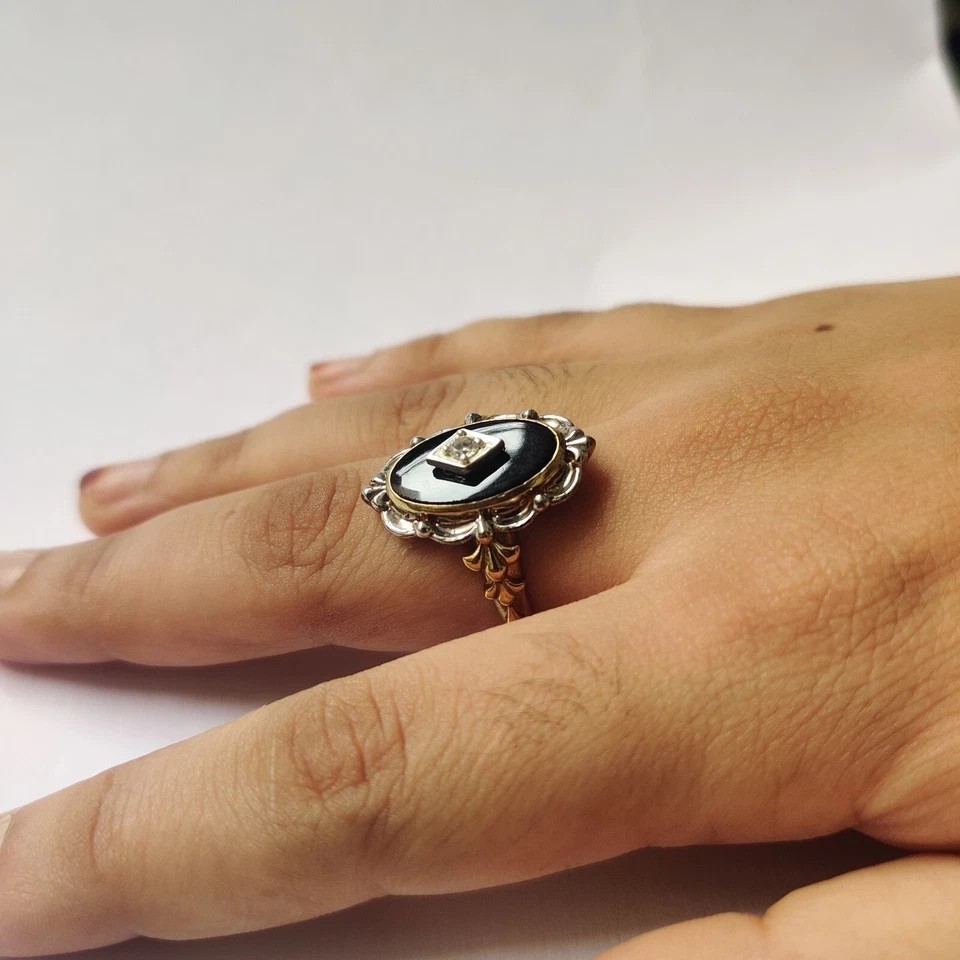 Art Deco Style Victorian handmade Black onyx Wedding Anniversary 925 Silver Ring