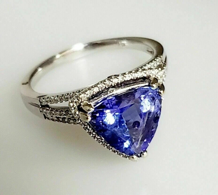 3Ct Art Deco Style Lab Created Diamond & Sapphire Wedding 14K White Gold FN Ring