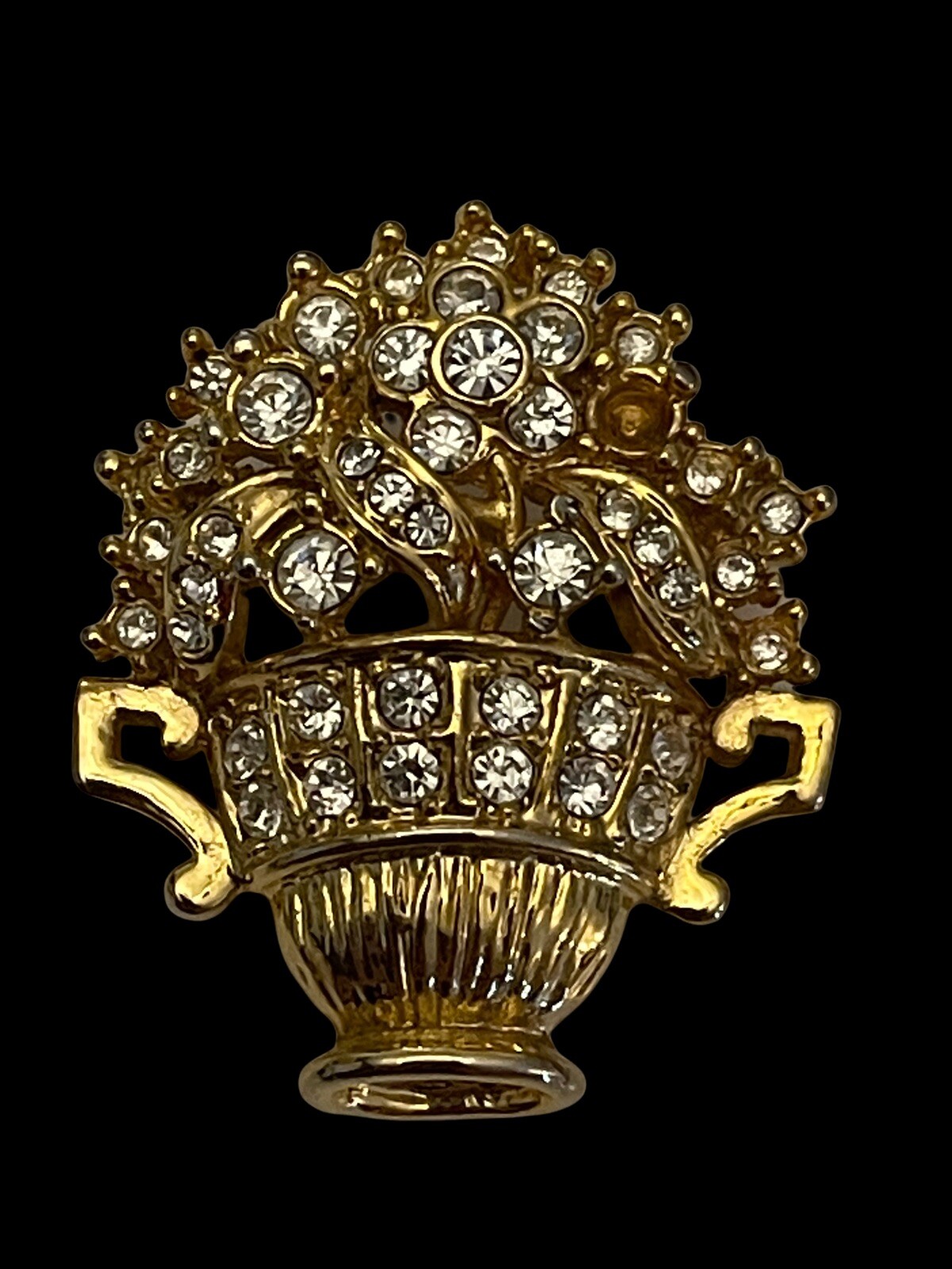 Vintage Gold Tone Rhinestones Filigree Costume Jewelry Brooch Pins Lot