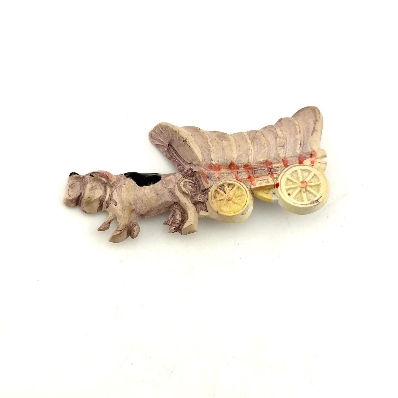 Rare Vintage Celluloid Oxen Cows Brooch Cattle Covered Wagon Western Gift