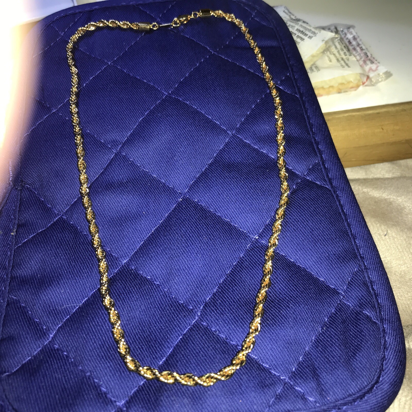 Vintage 16-in Gold Tone Rope Necklace Lobster Claw Clasp Signed Korea