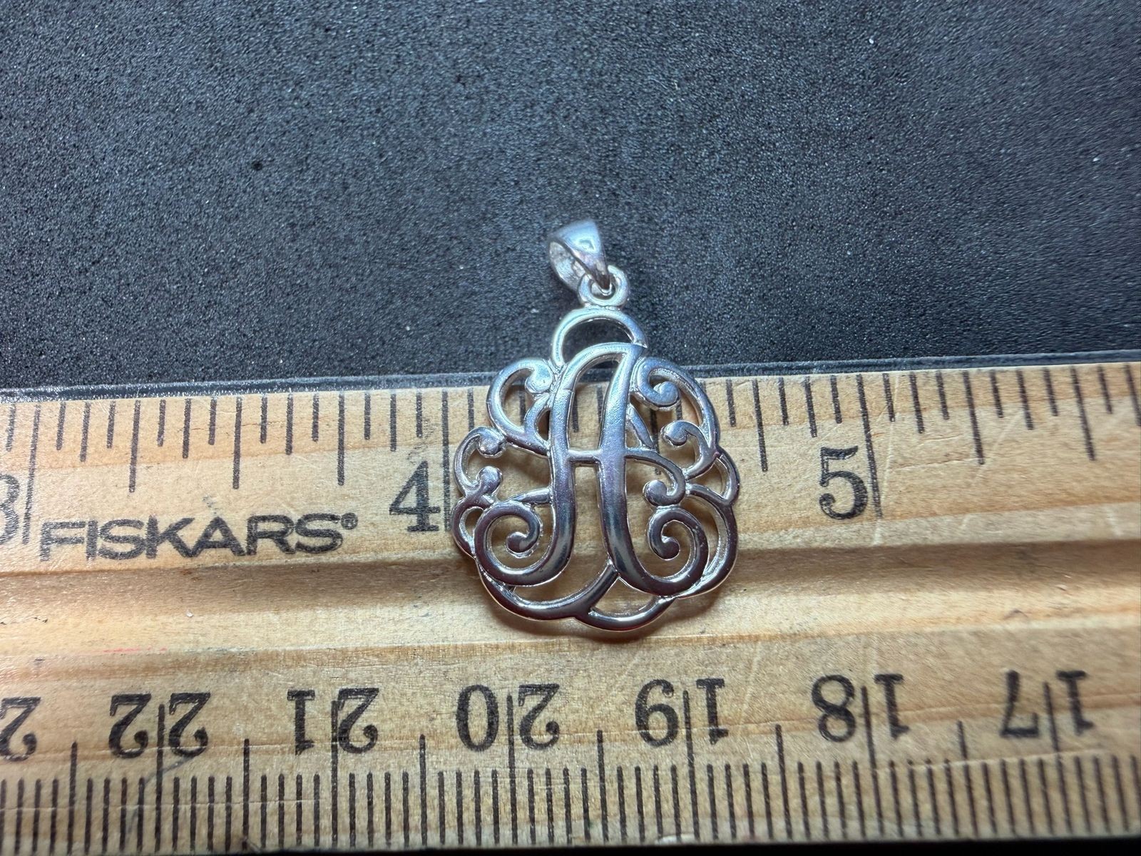1.53g Vintage Sterling Silver 925 Ornate Scroll Monogram Letter A Pendant M