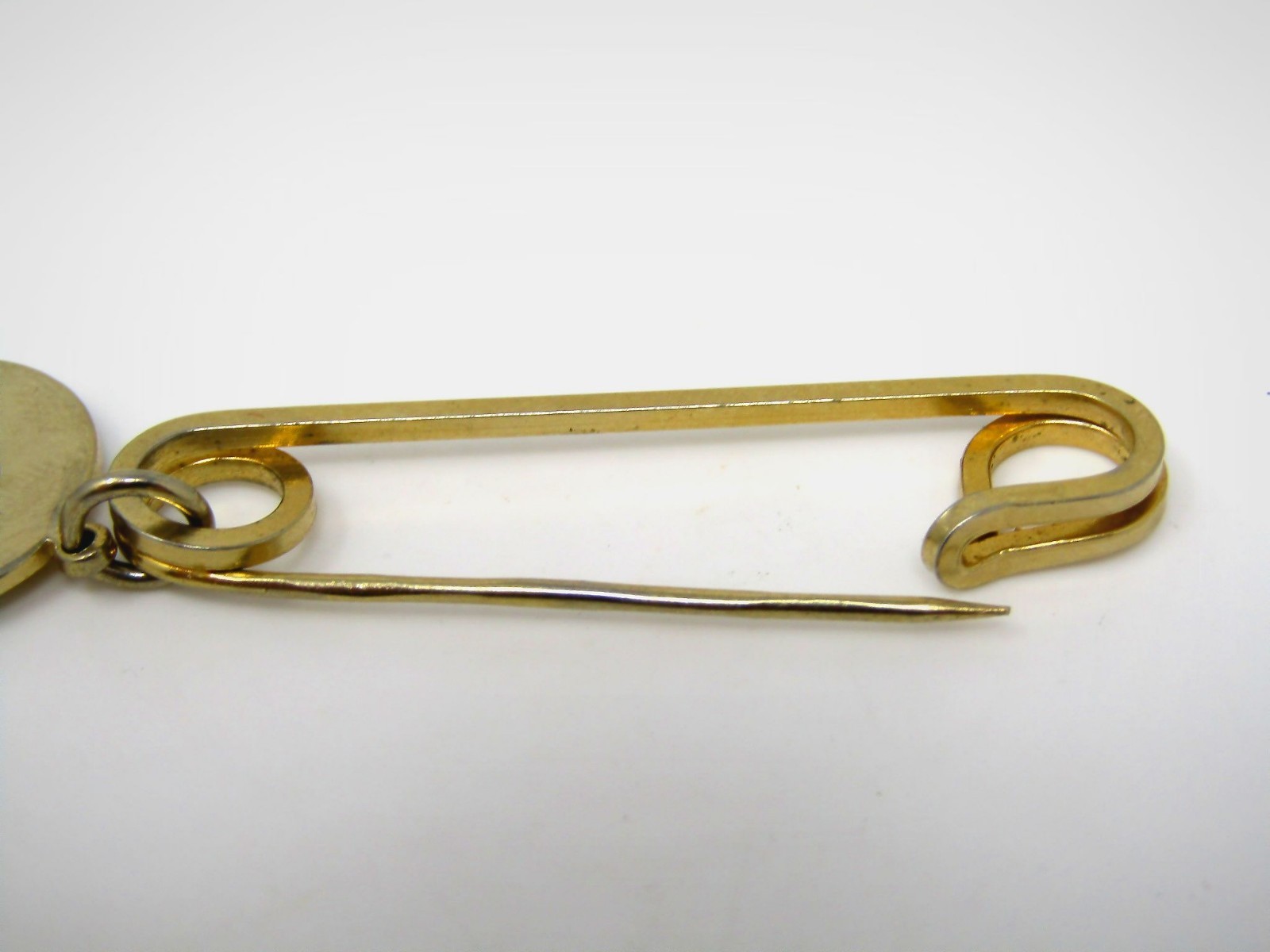 Vintage Letter P Initial Monogram Charm Gold Tone Safety Pin Brooch Collar Pin