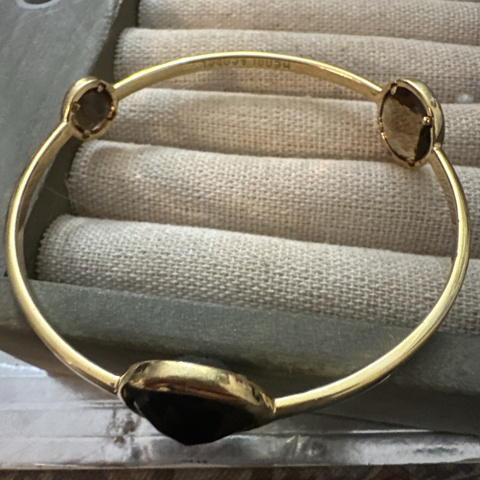 DESIGNER SIGNED HENRI BENDEL GOLD JEWELED CRYSTAL BANGLE BRACELET