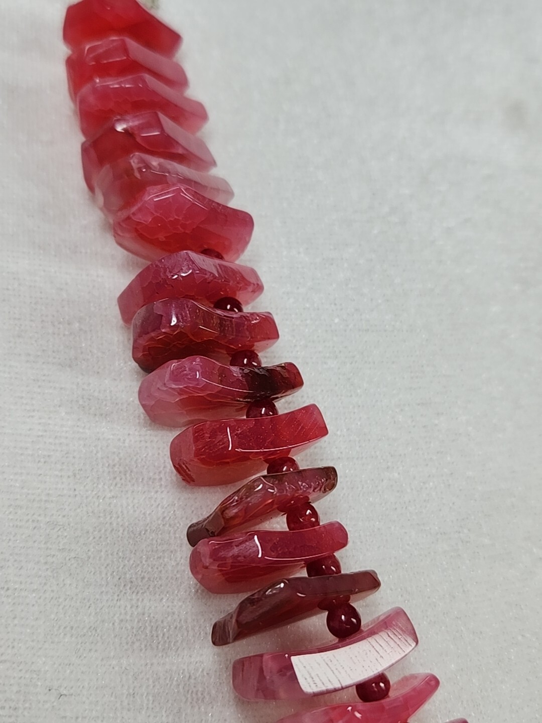 Gorgeous Pink Crackle Agate Stone .925 Clasp Statement Beaded Necklace 148g
