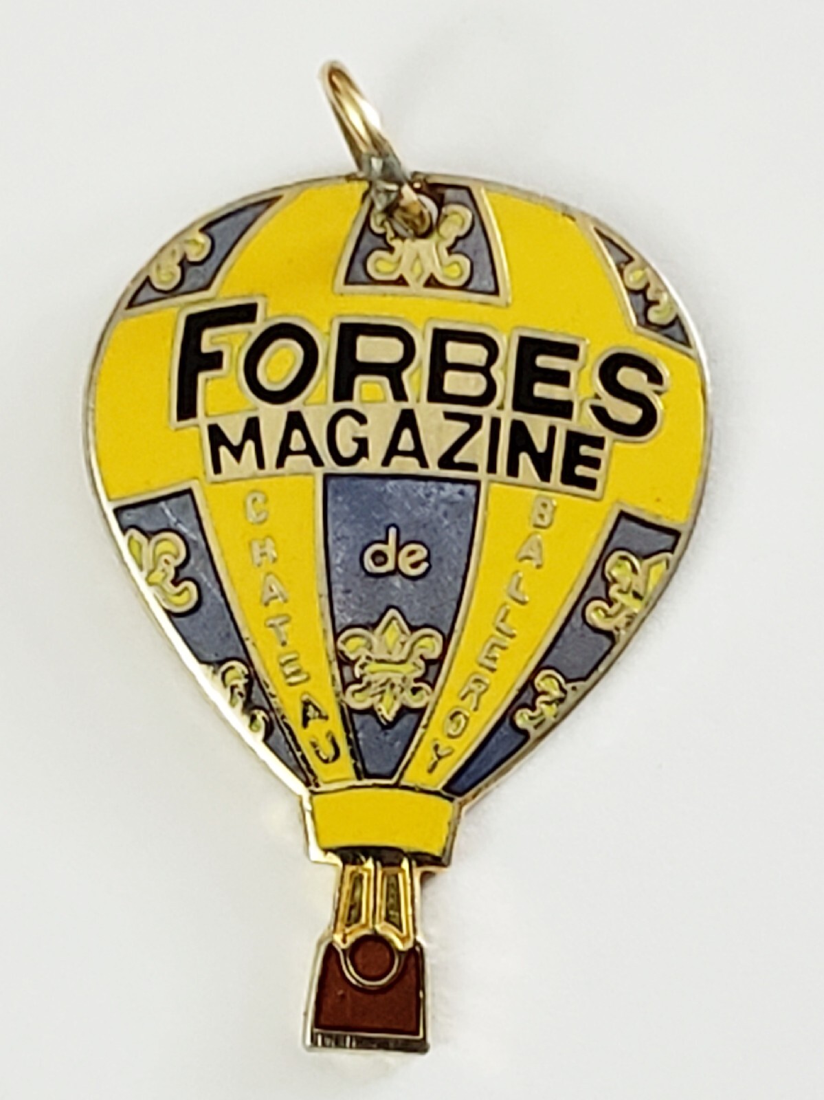 Vintage Forbes Magazine Chateau Balleroy Goldtone Enamel Pendent Charm Gold Tone