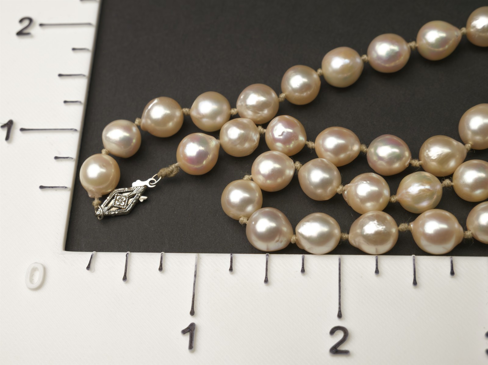 Baroque Cultured Akoya Pearl Strand 31.5″ Necklace 18k White Gold Clasp