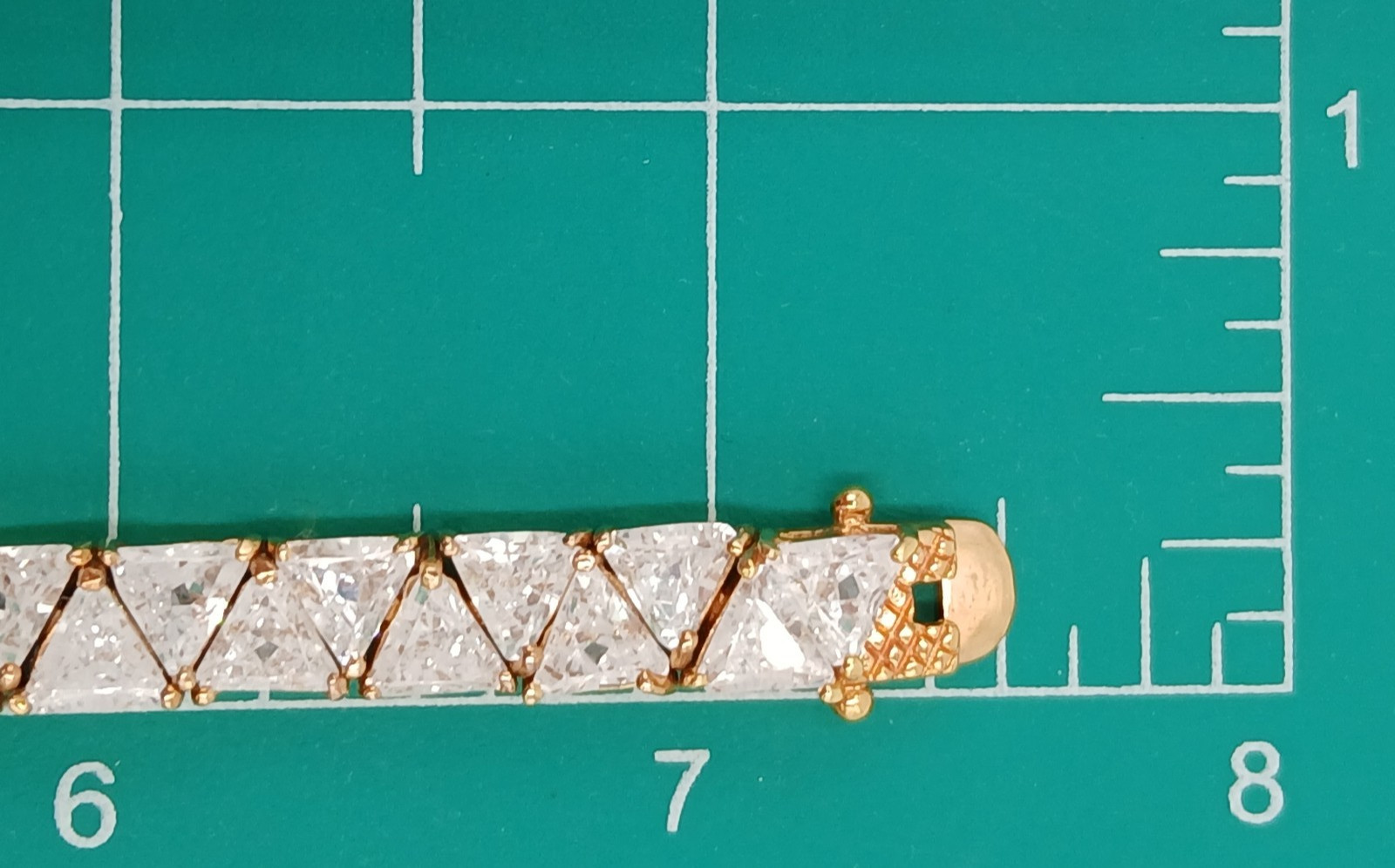 VTG 925 GL Trillion Cut Tennis Bracelet 7in Sterling Silver Vermeil 25gtw CZ
