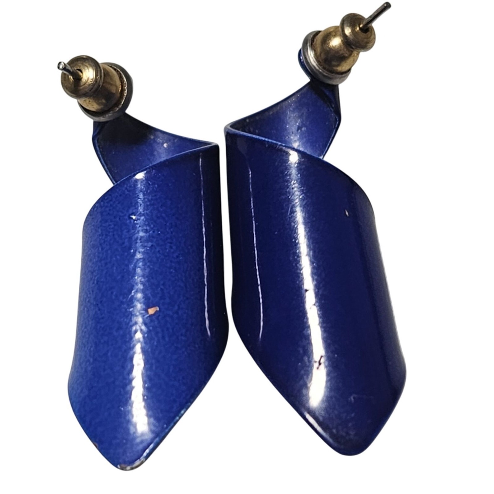 Vintage Blue Enamel Swirl Earrings Classic Statement Retro Fashion Jewelry Women