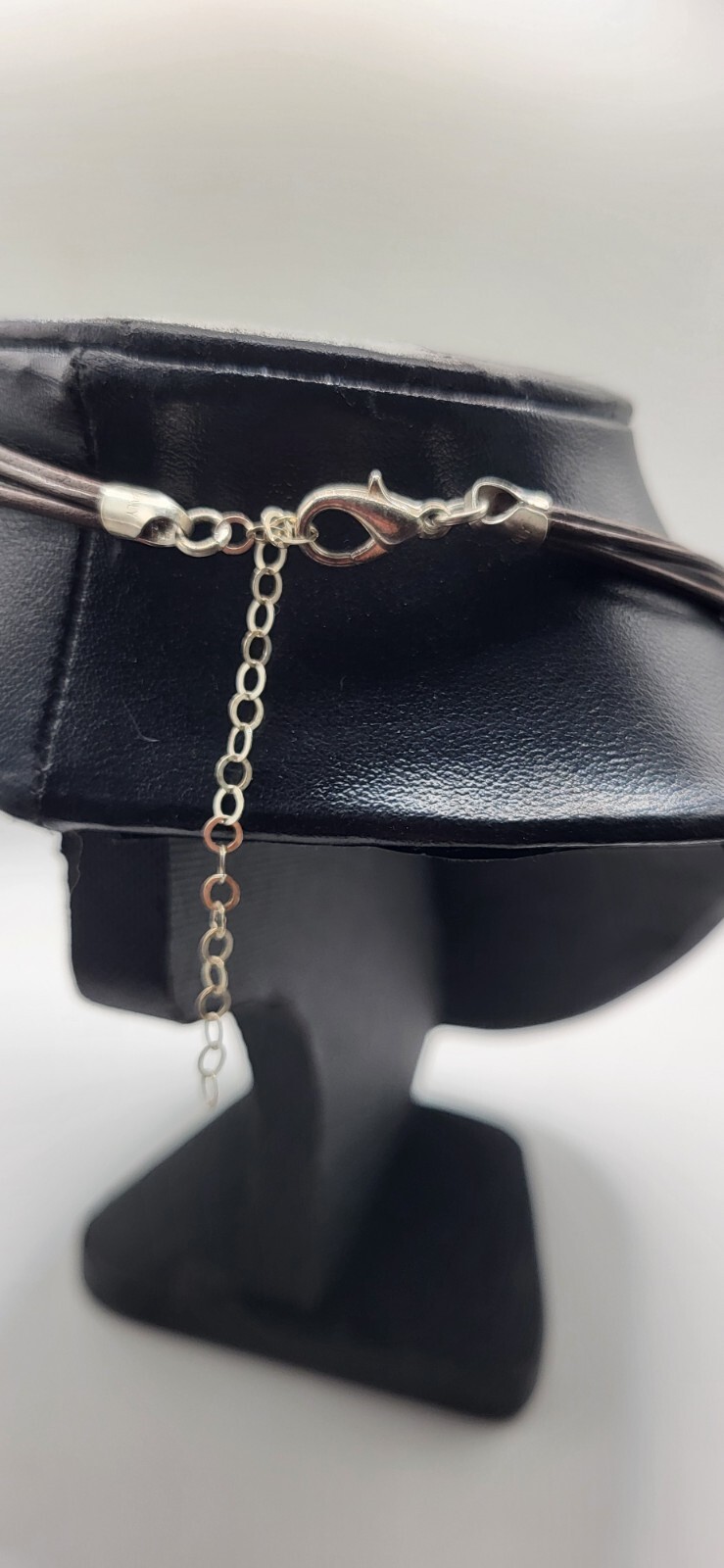 Blue Crystal 925 Sterling Italy Pendant Necklace Leather Cord Artistan Crafted