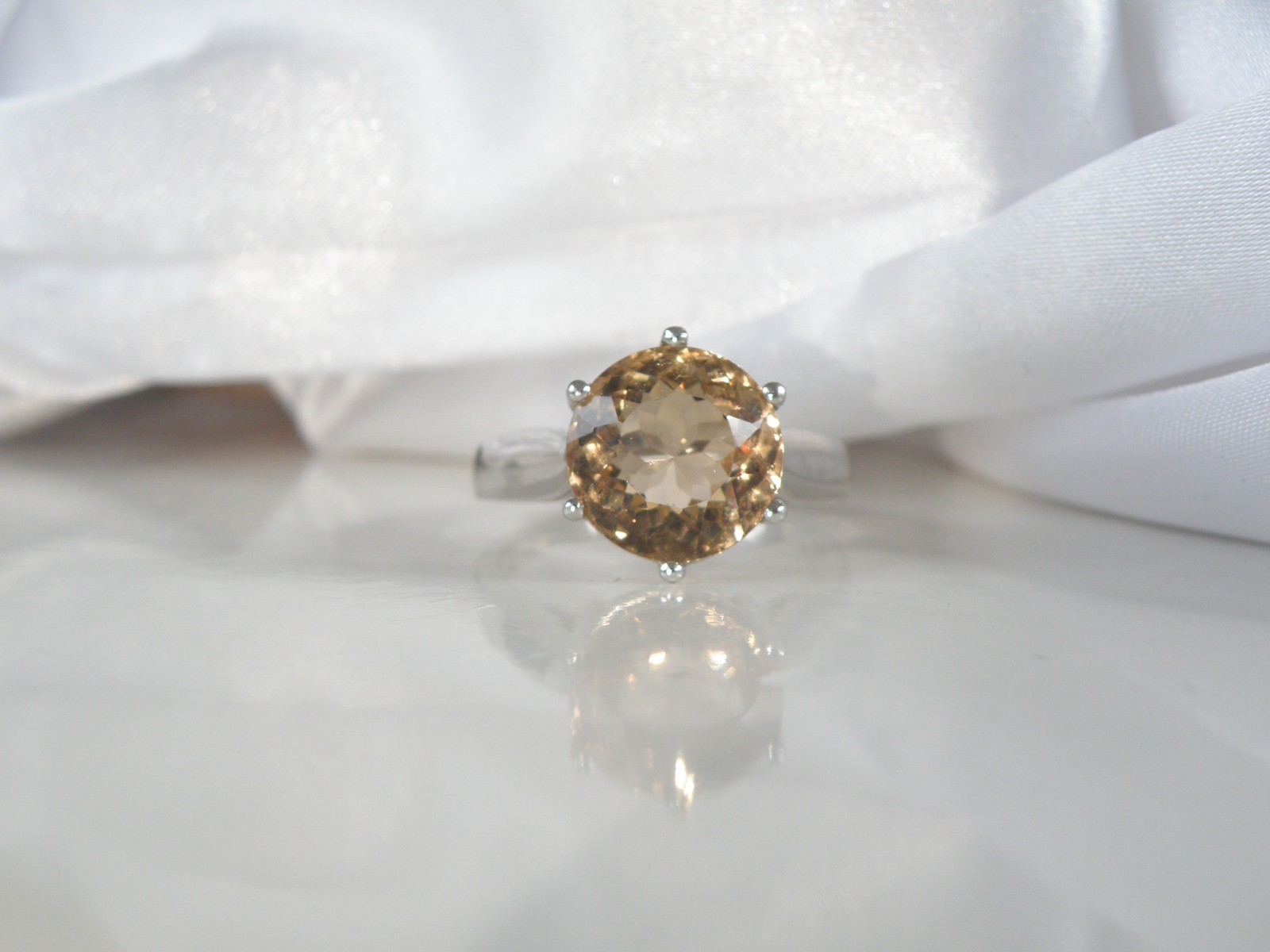 Vintage Sterling Silver 925 Natural Golden Beryl Solitaire Cocktail Ring Size 11
