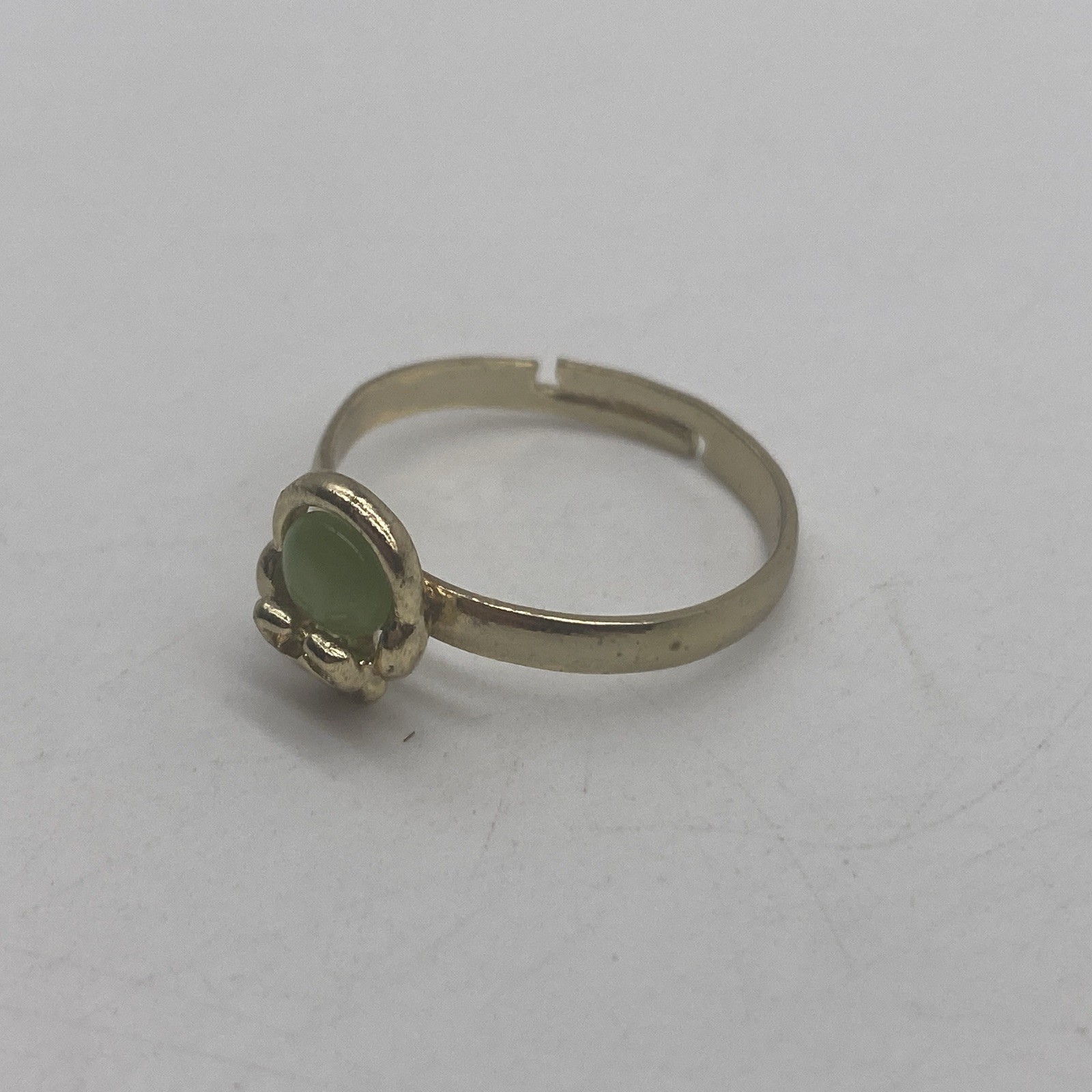 Gold Tone Green Stone Ring Size 7