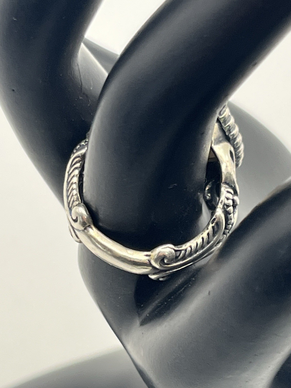 Carolyn Pollack sterling silver white teardrop stone scroll ring size 8