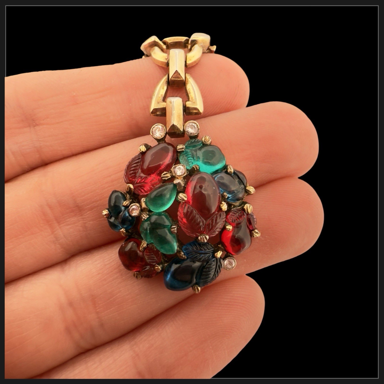 CROWN TRIFARI 🖤 Alfred Philippe 🖤 FRUIT SALAD Molded Glass Necklace STERLING