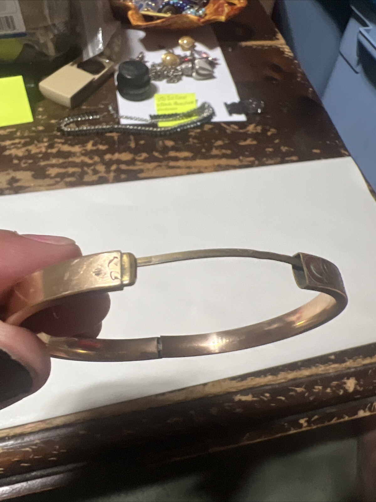 Vintage Victorian AAG 1/10 Rose gold Engraved Etched Bangle Bracelet READ