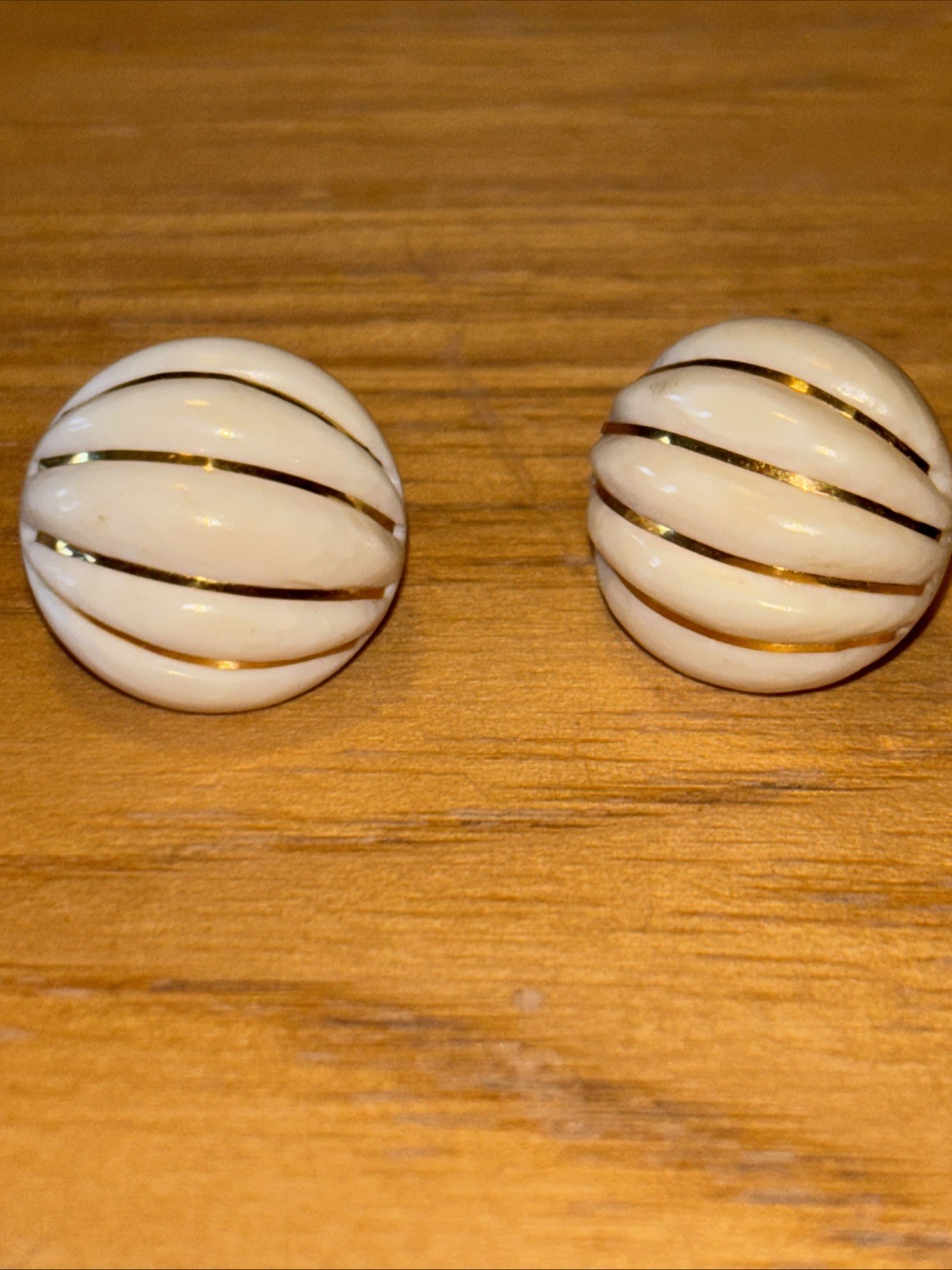 Vintage ivory colored and 14 karat gold pierced earrings
