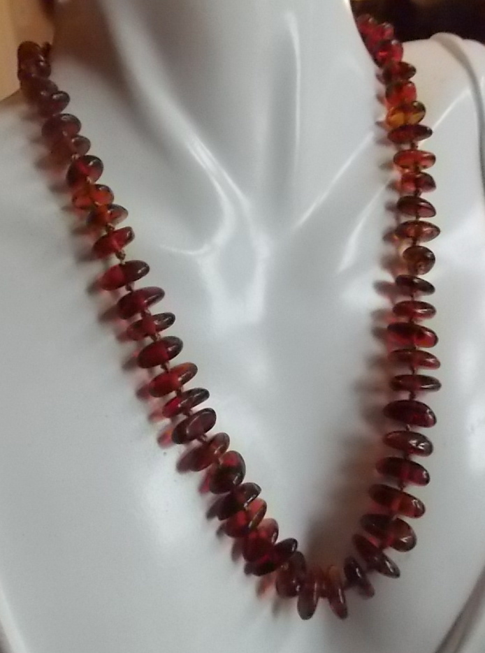 Graduated Golden Amber Nugget Knotted Bead Gold tone Strand Necklace 11a 53