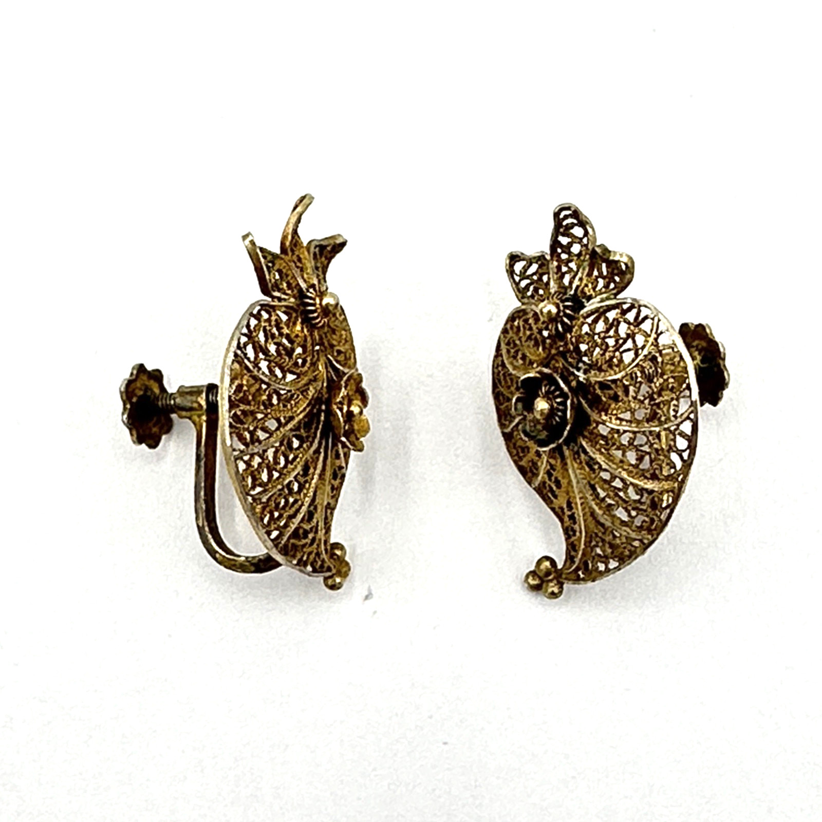 VIANA HEART pendant & earring set – vintage filigree sterling silver gold wash