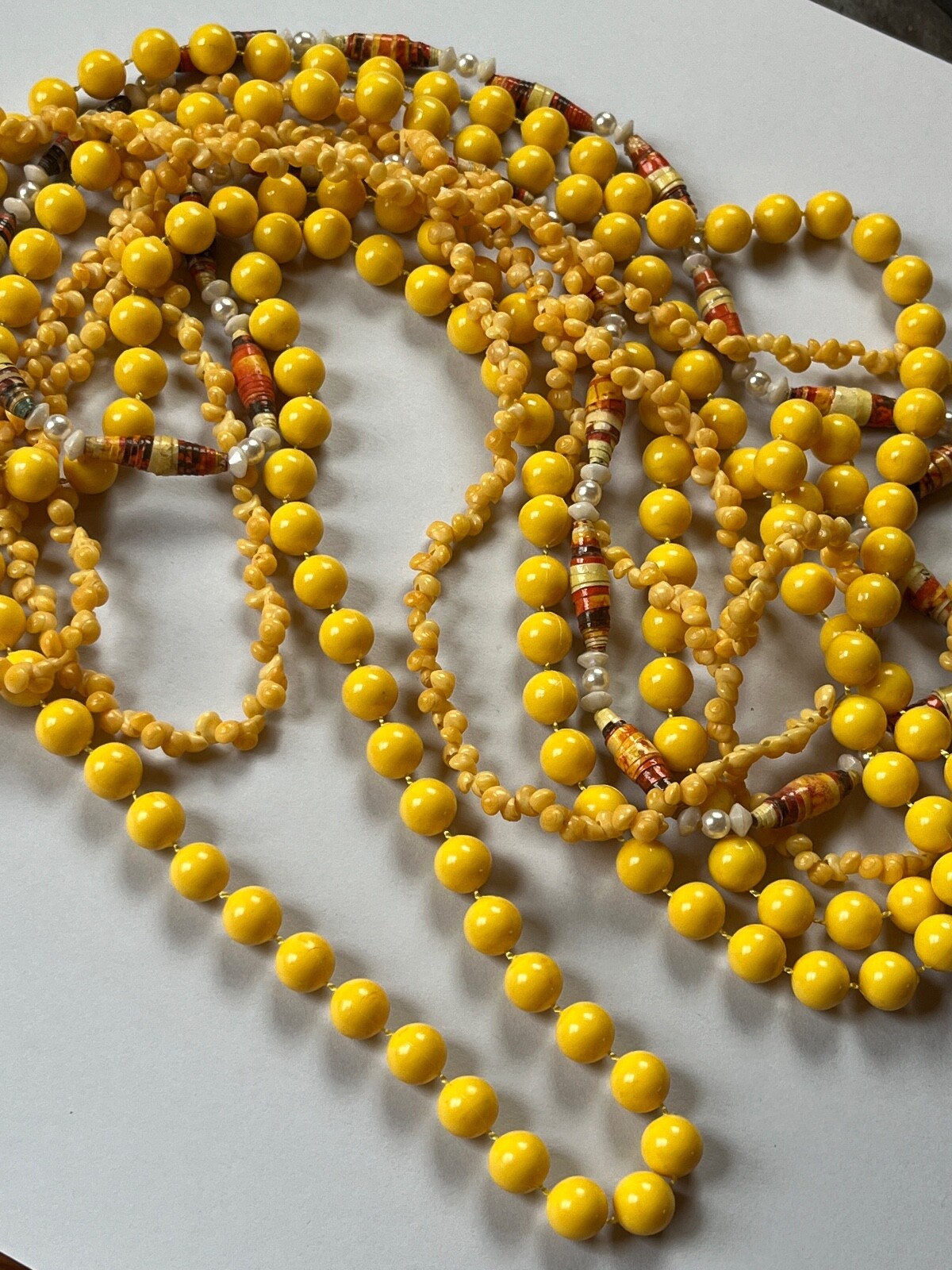 Vintage Lot of Solid Round Sunny Yellow Plastic & Tiny Faux Popcorn Plastic &