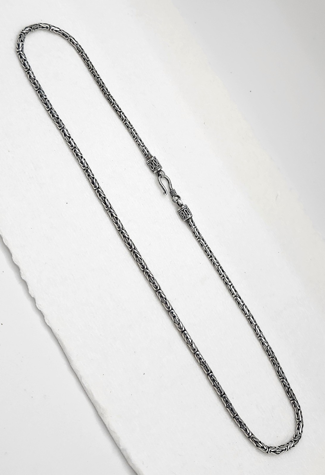 Vintage 925 Sterling Silver Round Bali Byzantine Chain Necklace 19 3/4″ Long 24g