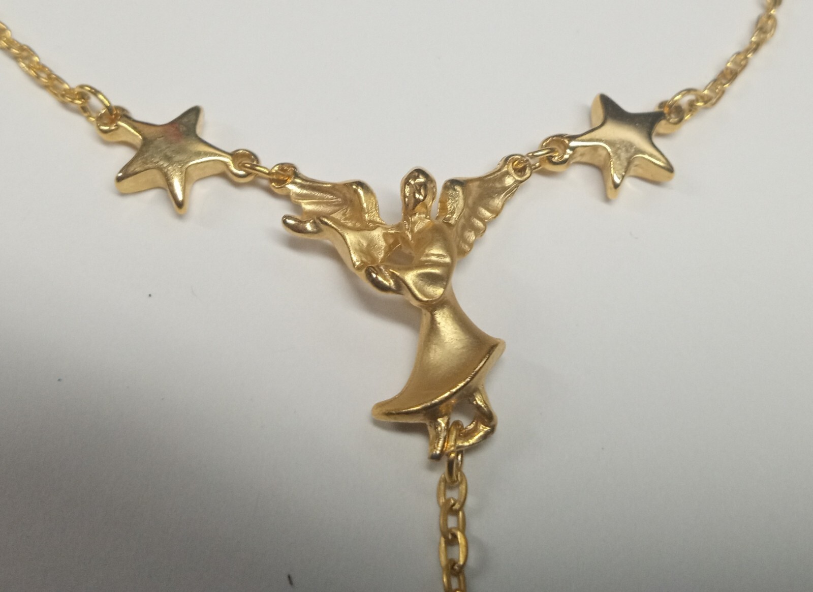Vintage Giusti Goldtone Angel Necklace with Rhinestone Pendant – NOS