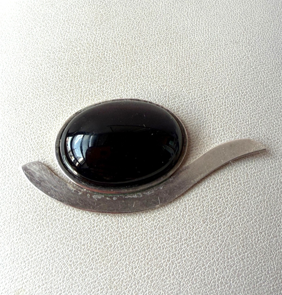 Vintage 925 Sterling Slver Large Oval Black Onyx “Component” For Pendant Repair