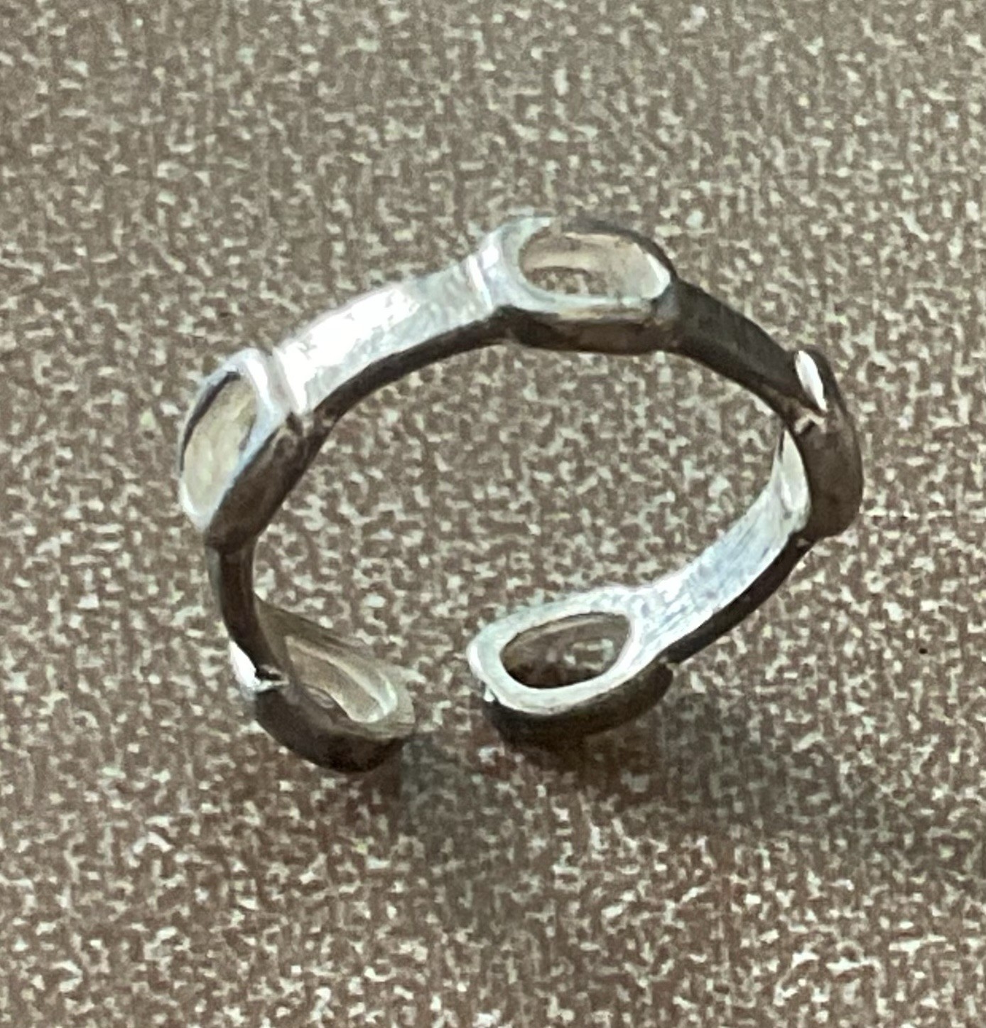 Vtg 925 Sterling Silver Ring Open Chain Link Industrial Modernist Sz 3.5 – 4.25