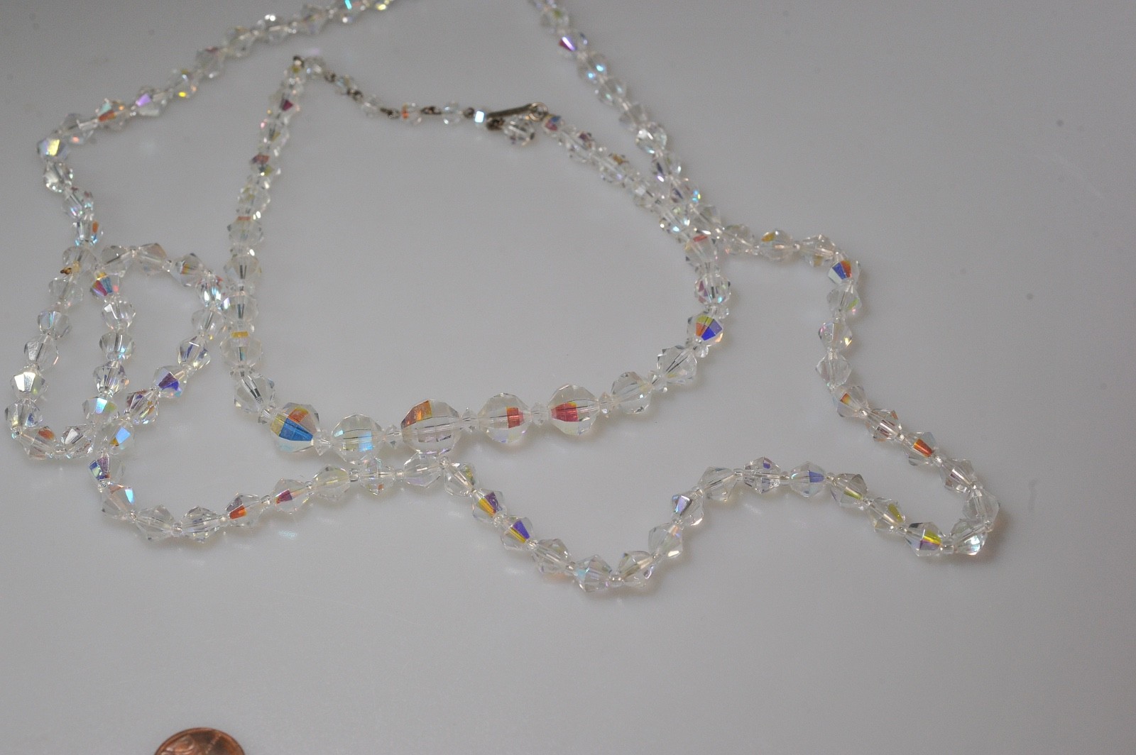 Vtg AB Crystal & Acrylic Necklace LOT Strand Faceted 1 signed Laguna HL67