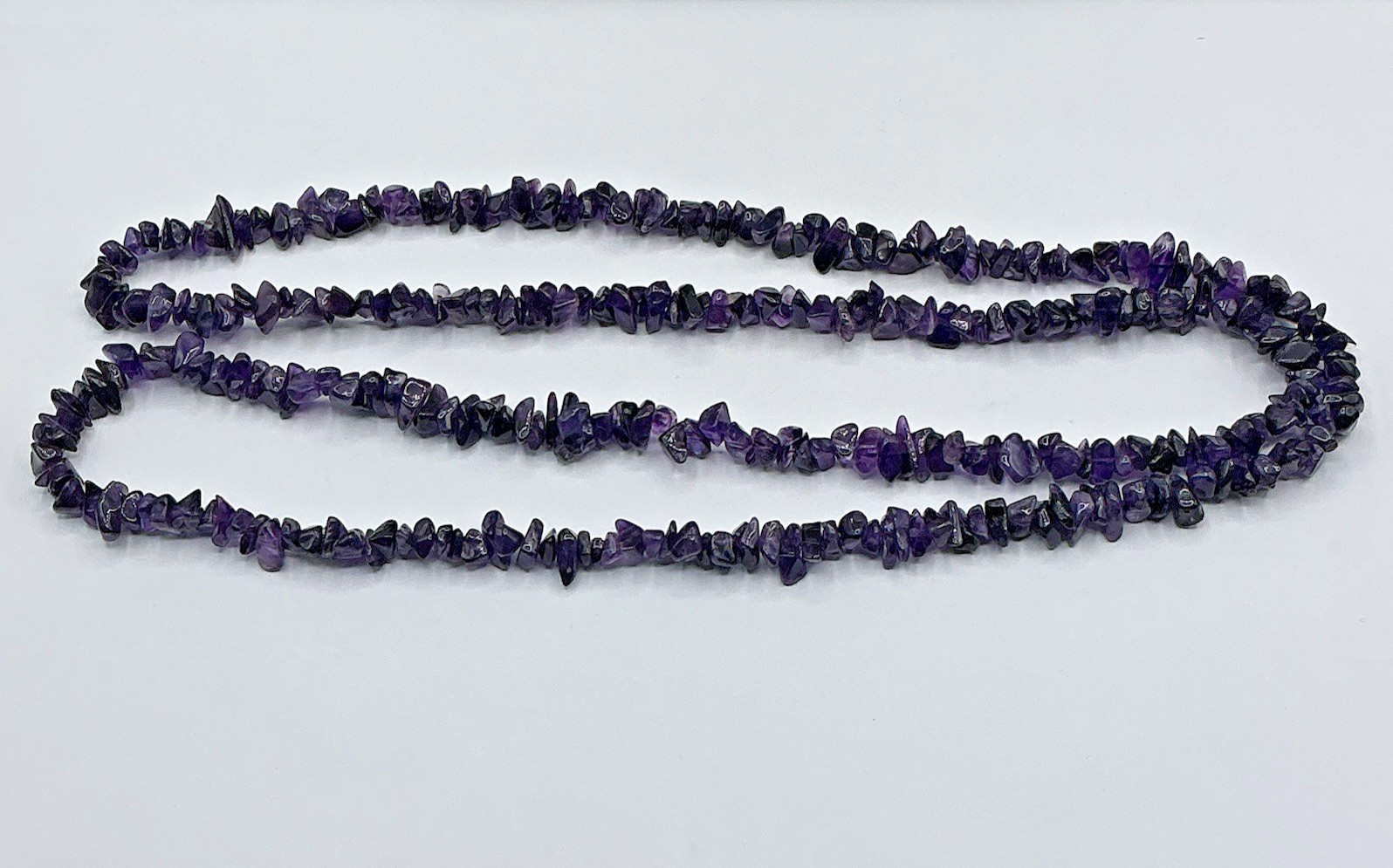 Chunky Purple Amethyst Chip Bead 36″ Polished Gem Stone Necklace No Clasp