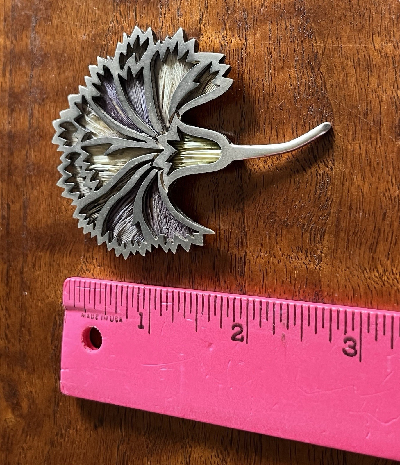 925 Sterling Silver Los Castillos Taxco Pluma Azteca Mexico Flower Brooch Pin