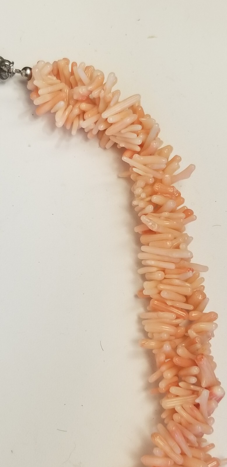 VINTAGE ANGEL SKIN BRANCH CORAL BEADS 3-STRAND TWISTED NECKLACE 76 GRAMS