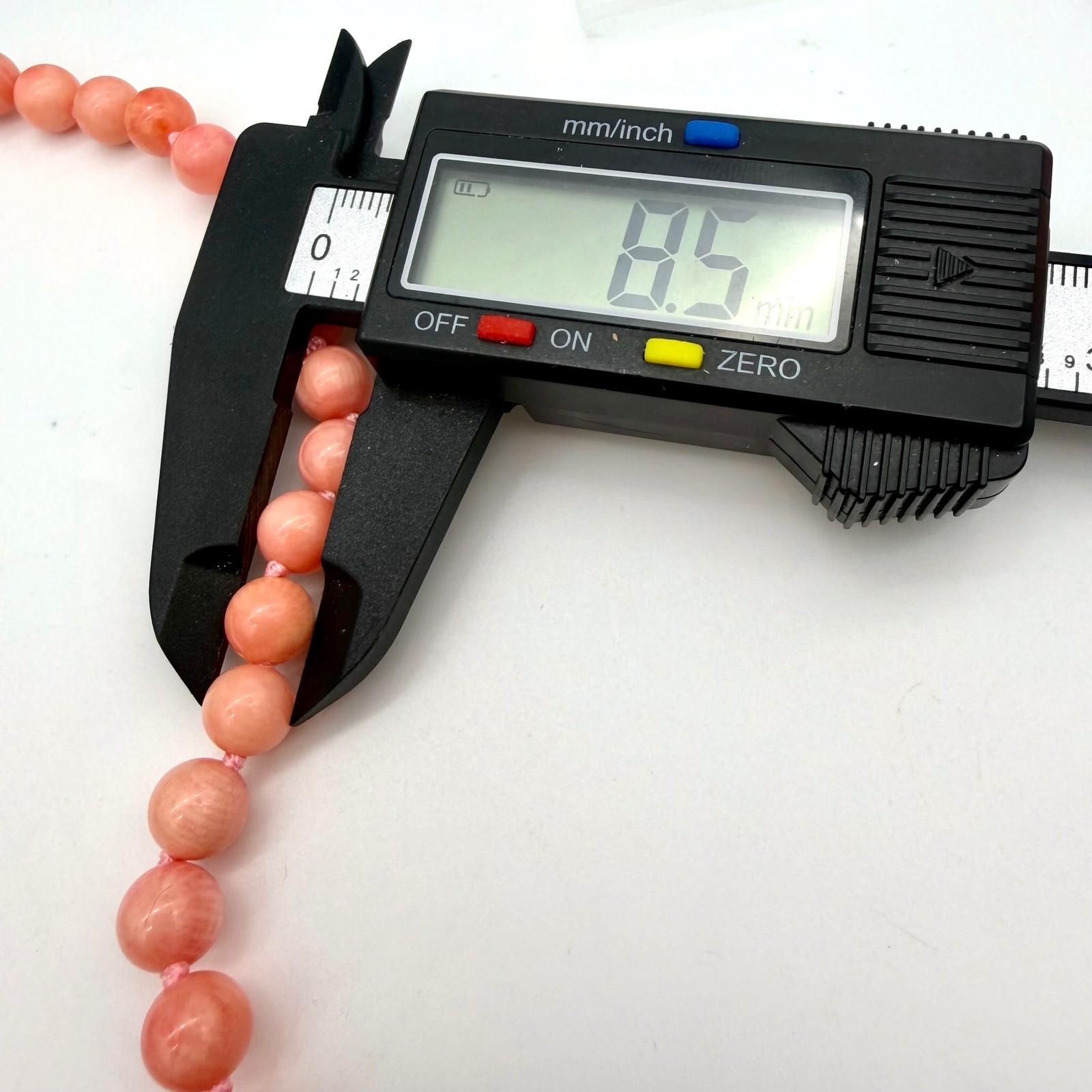 Vintage 56″ Genuine Angel Skin Coral Necklace Hand Knotted 8.5mm Beads 124g