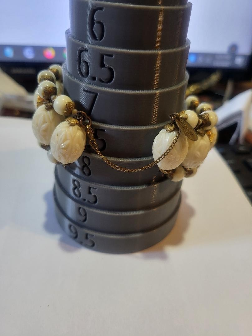 Signed Miriam Haskell “Ivory” and “gold” bead vintage bracelet