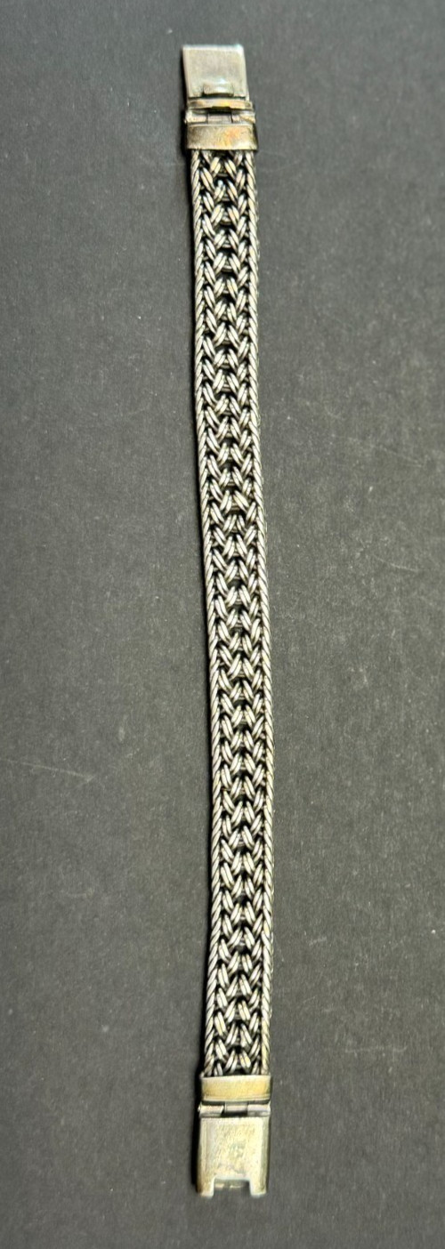 VINTAGE TRIPLE 3 TIMES WHEAT PATTERN CHAIN STERLING SILVER BRACELET