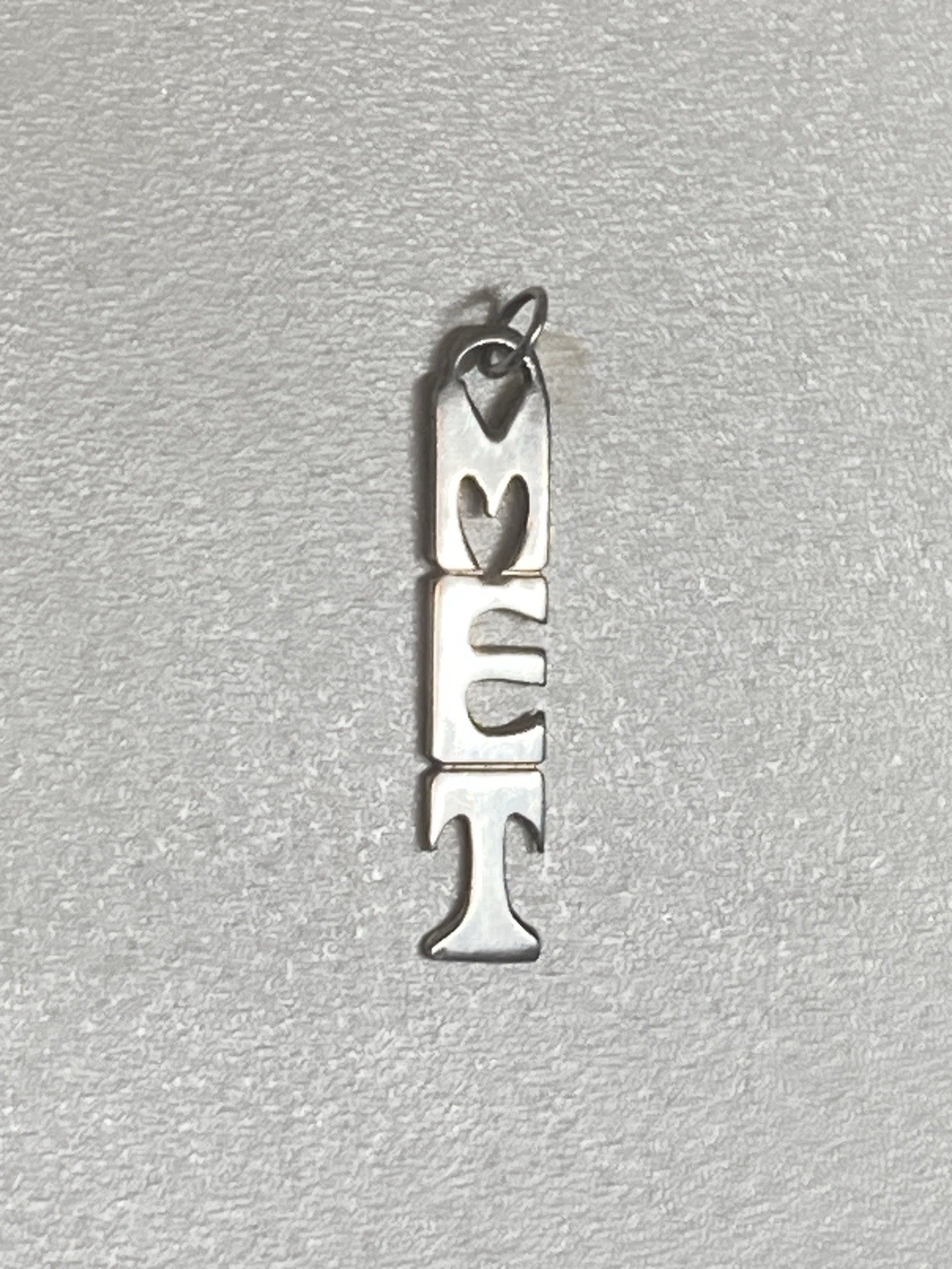 925 Sterling Silver Modernist MET Monogram Pendant Unknown Makers Mark 1.21g