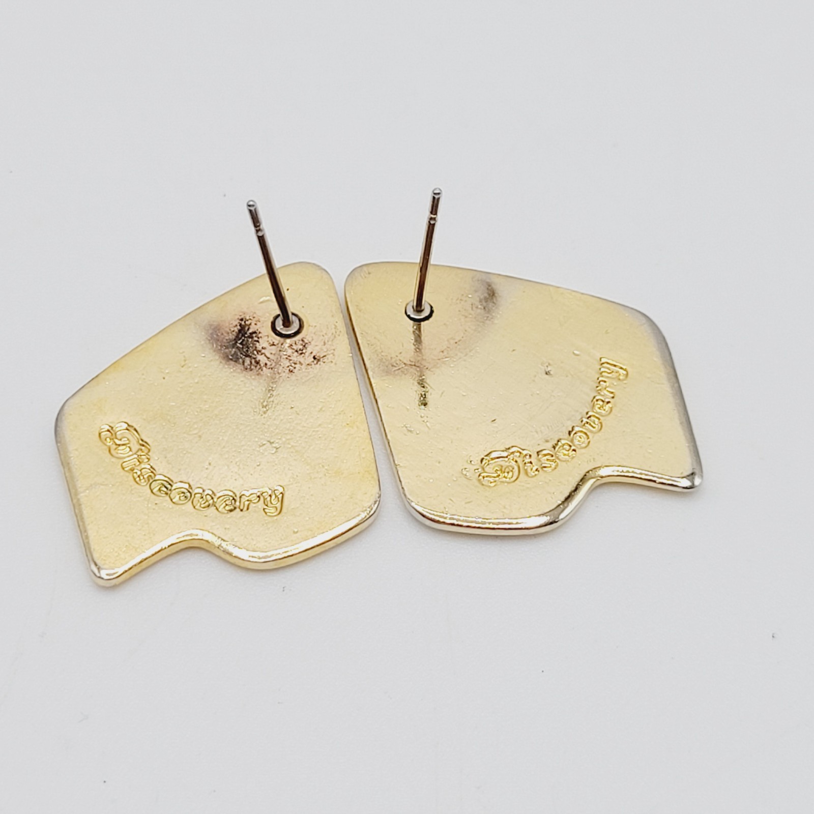 Musical Note White Black Enamel Gold Tone Pierced Stud Vtg Earrings Discovery