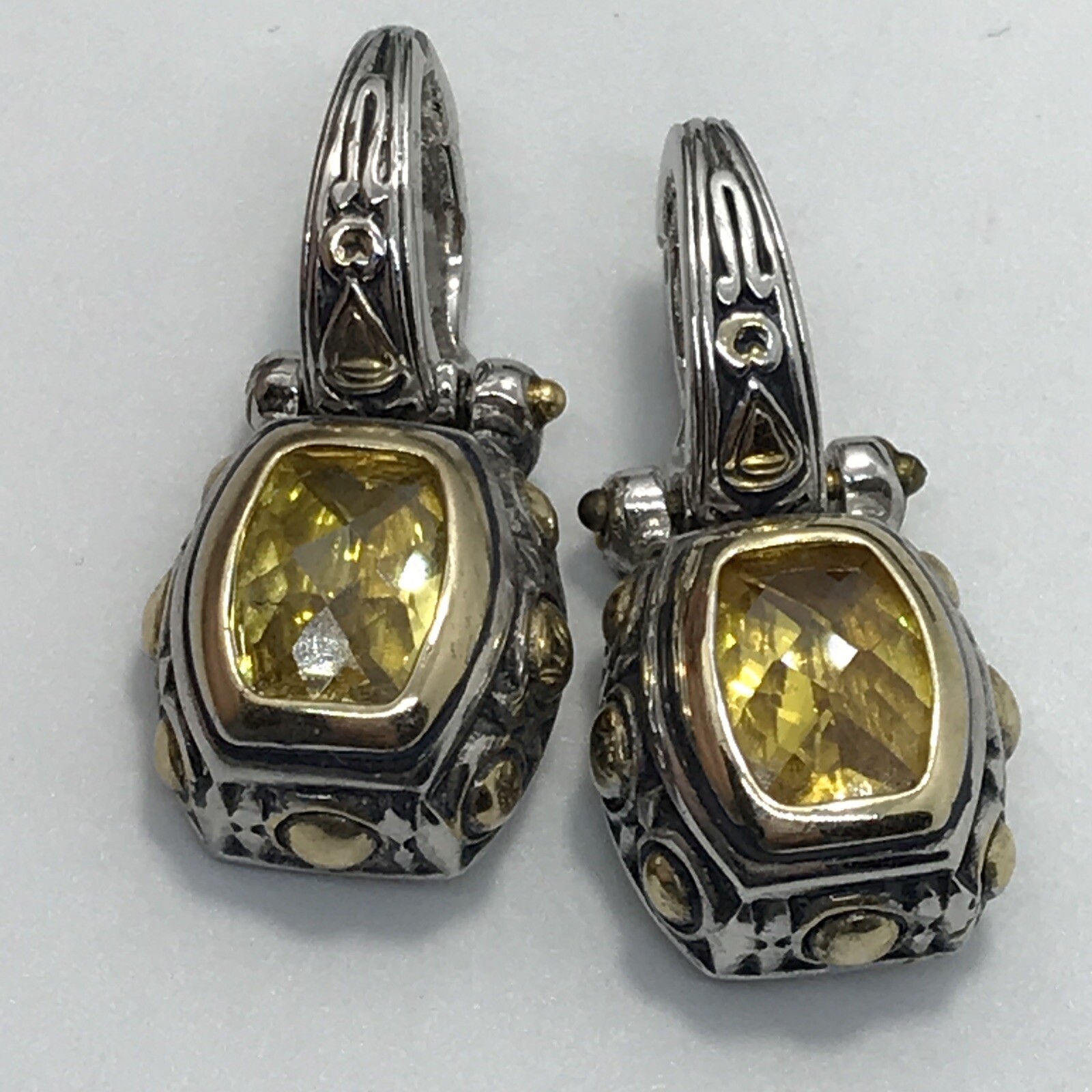 Vintage Renaissance Revival 2-Tone Citrine Yellow Cubic Zirconia Pendant