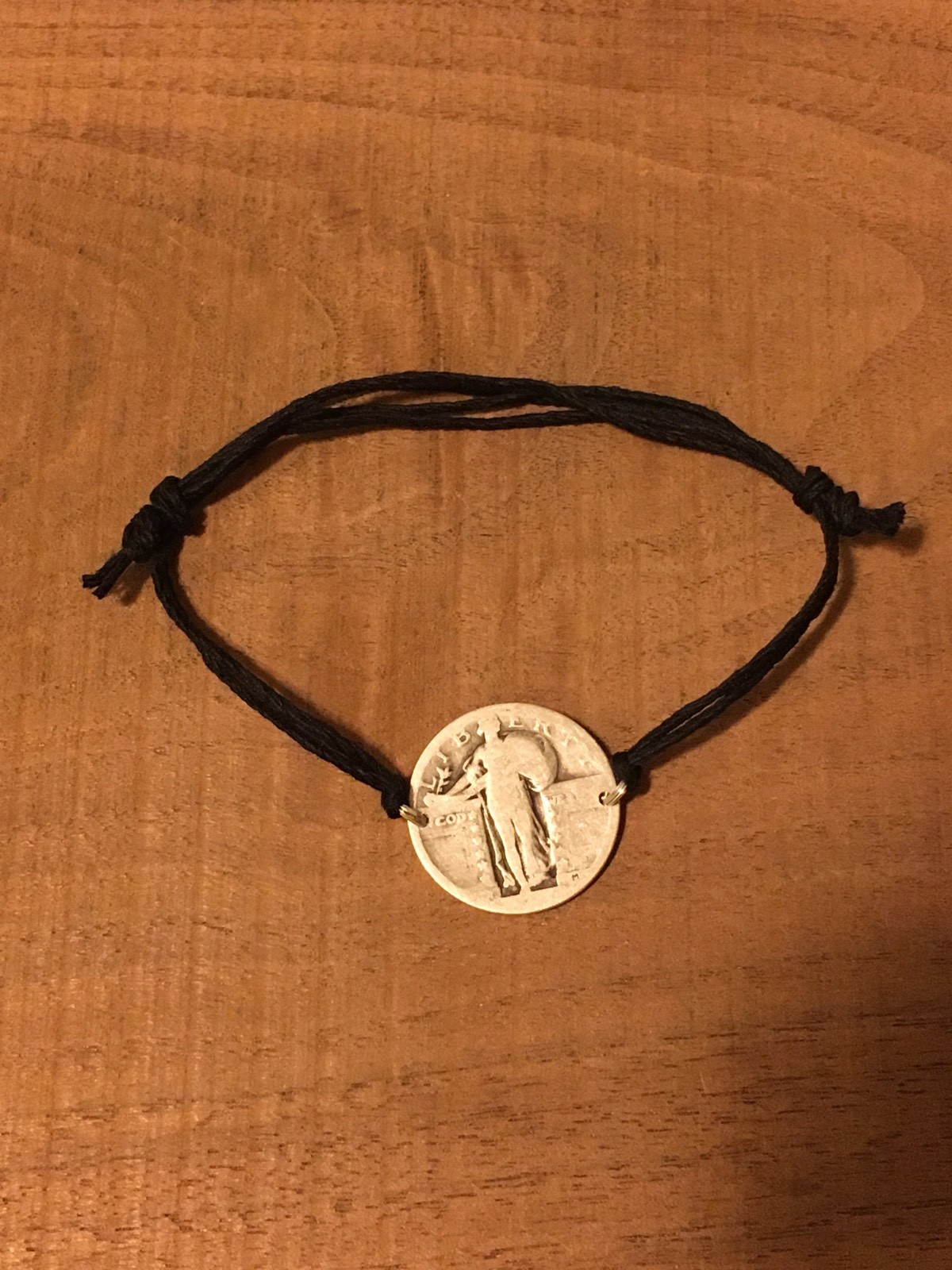 Adjustable Standing Liberty Quarter Coin Jewelry BRACELET 90% Silver/.925 Hemp