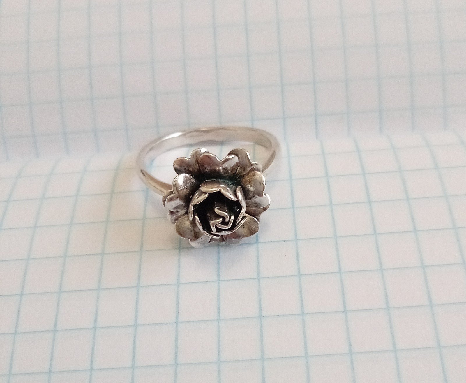 Vintage ring “Rose” Sterling Silver 875 star USSR time Women Jewelry size 8.5