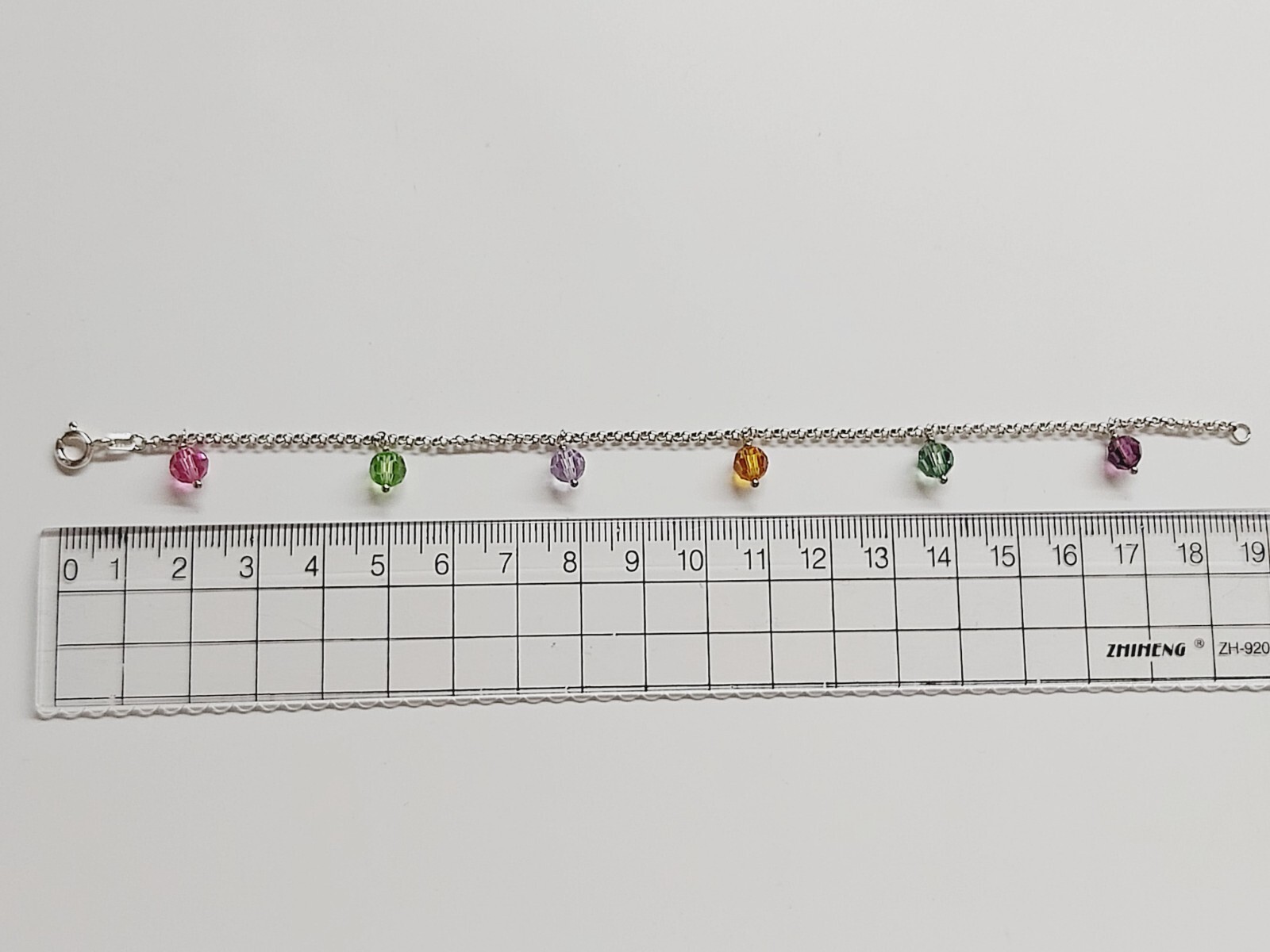 Beautiful Vintage Silver 925 Ladies Multicolor Czech Glass Beads Bracelet