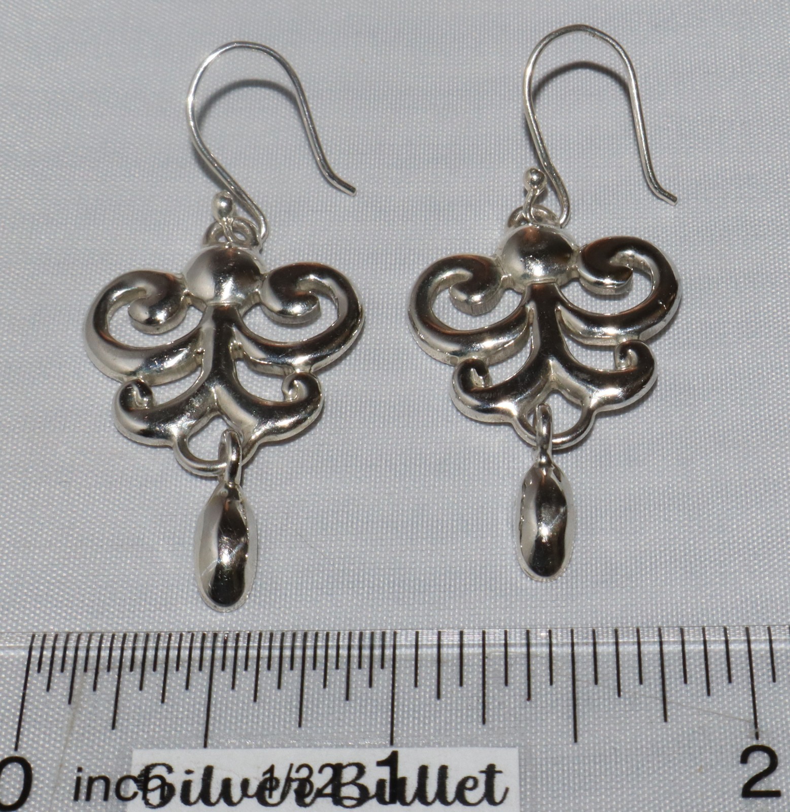 Vintage Sterling Silver ATI Filigree Scrolled Dangle Earrings 10 grams