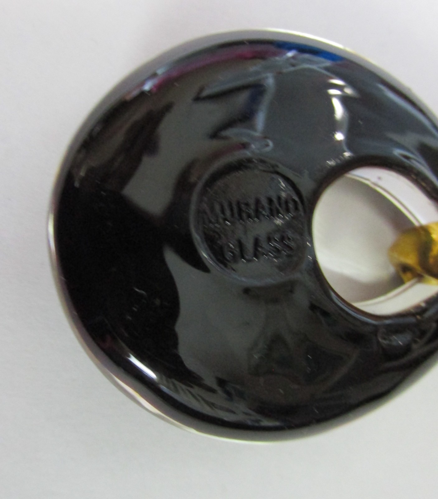 Murano Glass Open Teardrop Multi Colored Pendant Gold Plated Bail Signed