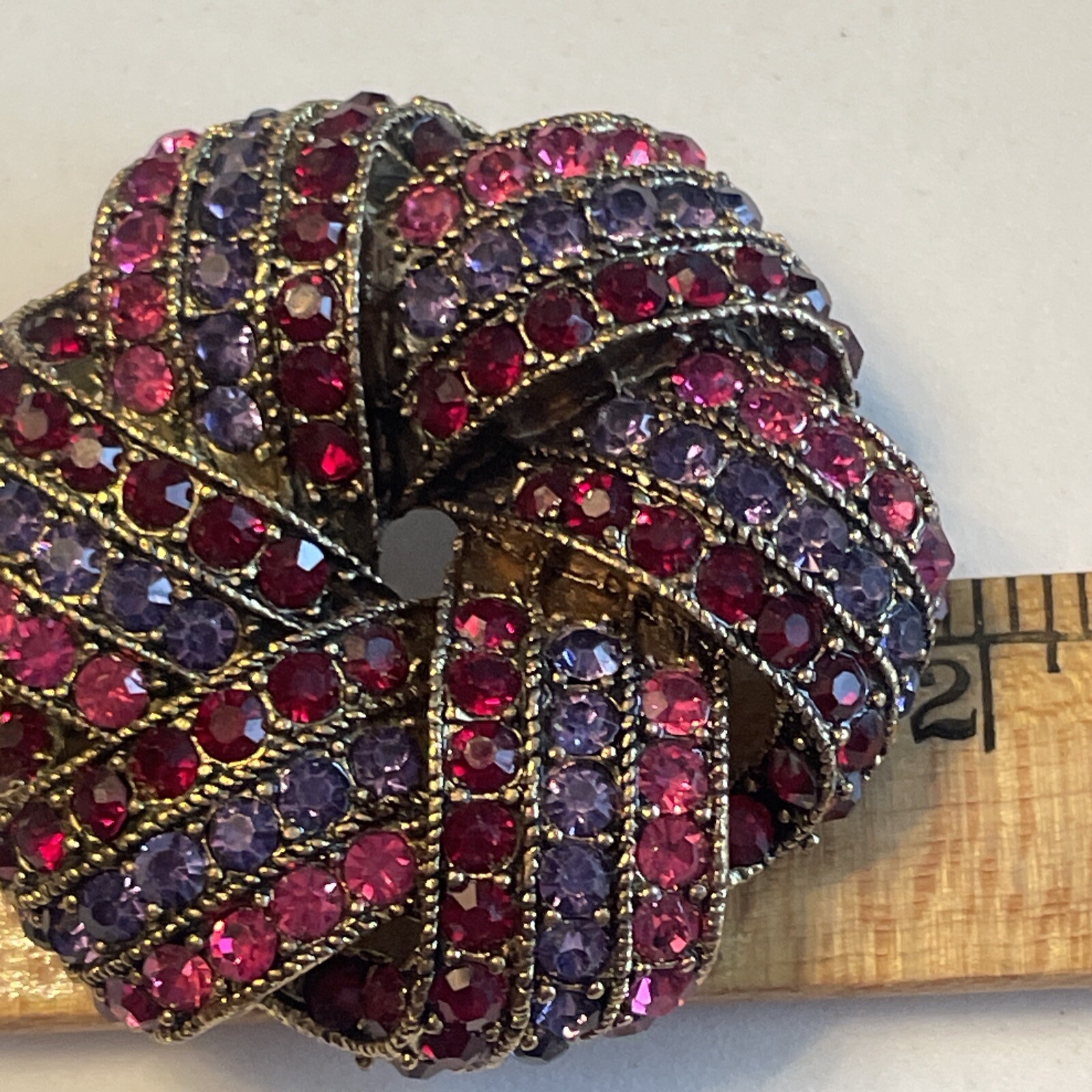 MINT Vintage Monet Signed Red Purple Pink Sparkling Rhinestones Brooch U13