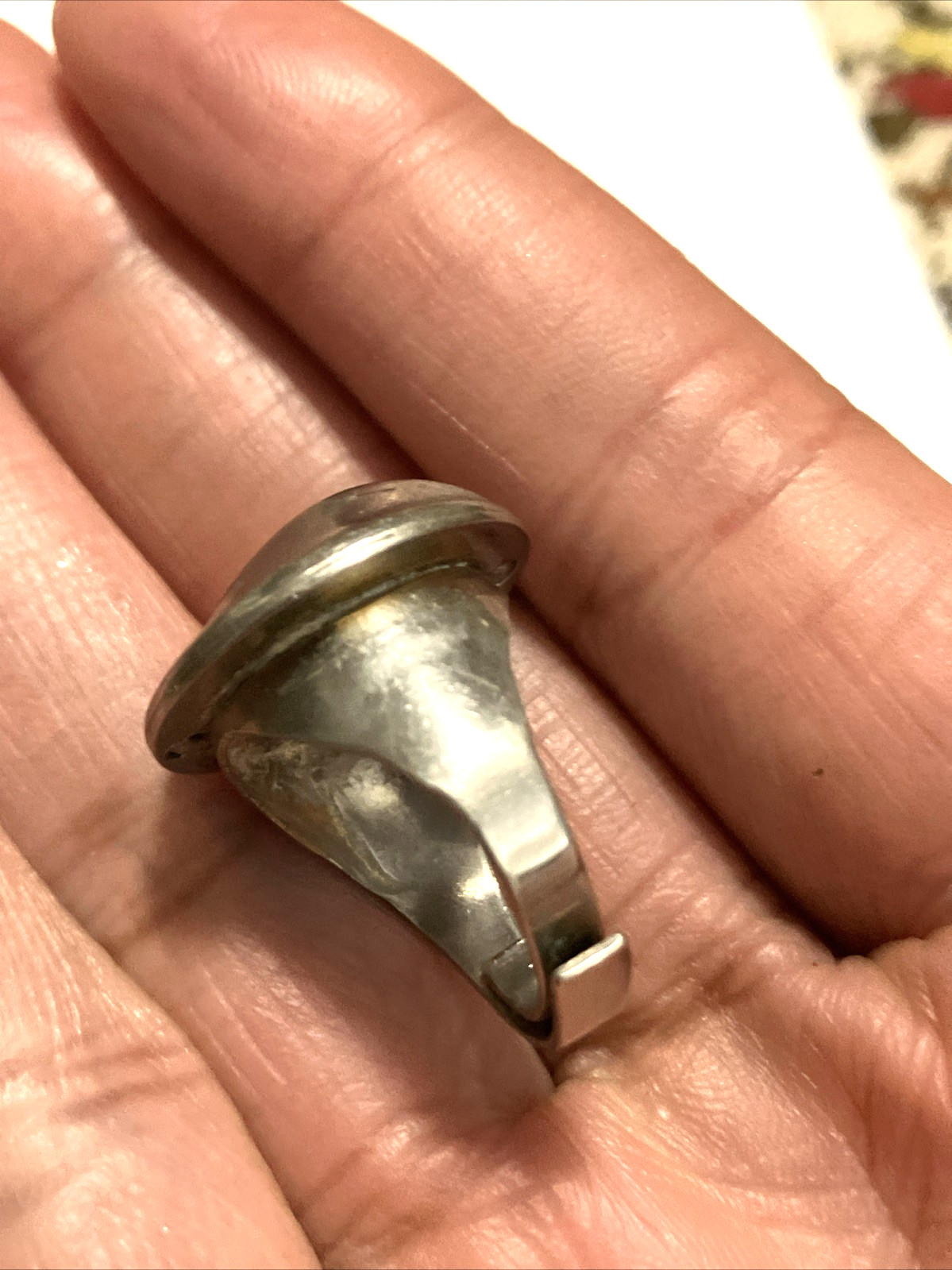 Vintage 1970s MCM Modernist Sterling S?Dome Ring Folded Wave Adjustable Band