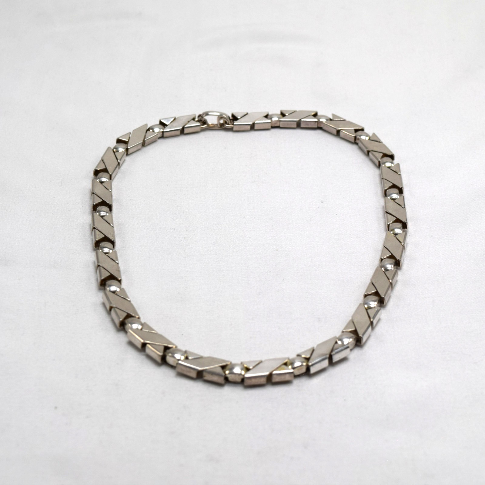Rare 1971 Henkel Grossé Germany Sterling Silver Modernist Link Necklace-17”, 42g